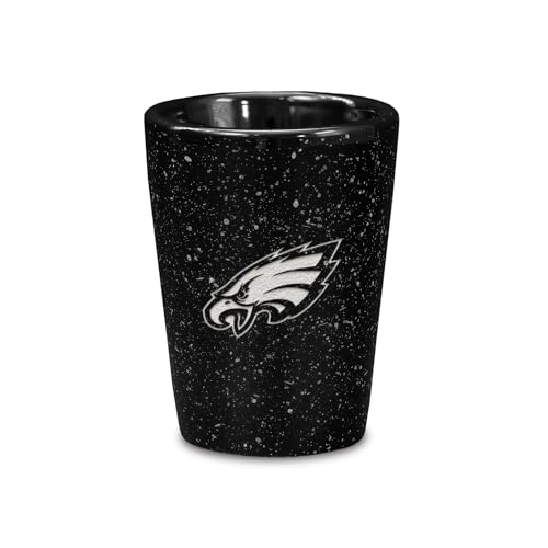 Rico Industries NFL Football Philadelphia Eagles 2oz Ceramic Shot Glass for Fans, Laser Engraved In Team Color Single Shot Glass
