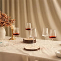 Imourari Ribbed Wine Glasses Set of 6: 13.5oz Cute Hand Blown Lead-Free Crystal Long Stem Red Wines Cups for Wedding Party Birthday