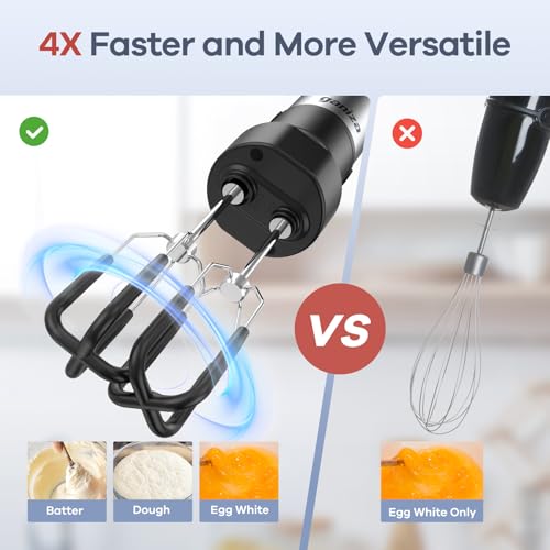 Ganiza Immersion Blender Handheld, 6 in 1 Hand Blender Stainless Steel Blade, 15 Speed Stick Blenders Electric, 800ml Mixing Beaker, 600ml Chopper, Whisk, Frother, Potato Masher