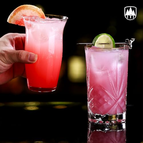 Raisaplin Highball Glasses Set of 6, 13 oz Lead-Free Crystal Drinking Water Glasses Tall Glass Cups Mixed Drink Cocktail Glass Set Tom Collins Bar Glassware for Juice Whiskey Mojito Beer Iced Coffee