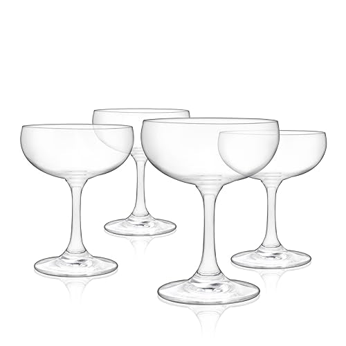 True Coupe Glass, Martini Glasses for Cocktail Party, Perfect for Espresso Martini, Manhattan, Champagne, Elegant 7 oz Glassware for Home Bars, Wedding Gifts, Margarita Glasses Set of 4