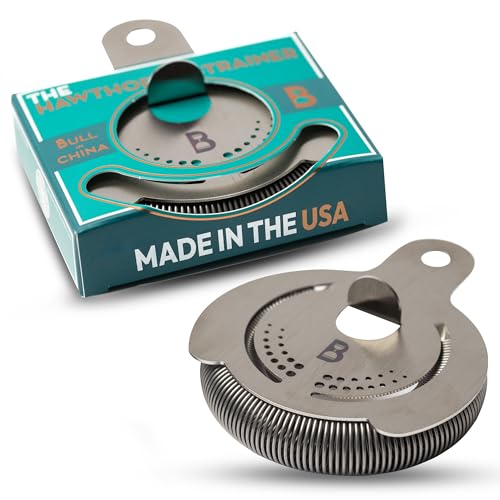 Hawthorne Strainer by Bull in China In Stainless Steel - Made In USA - High Density Spring Cocktail Strainer for Boston Shakers and Mixing Glasses for Bars & Bartenders