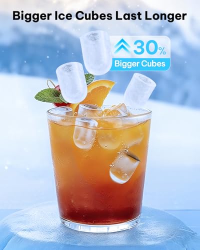 Silonn Ice Maker Countertop, 8 Ice Cubes in 6 Mins, 26.5 lbs/24H, 2 Bullet Ice Sizes, Self-Cleaning Bullet Ice Maker, Portable Ice Machine for Kitchen, Party, Office, and RV Camping