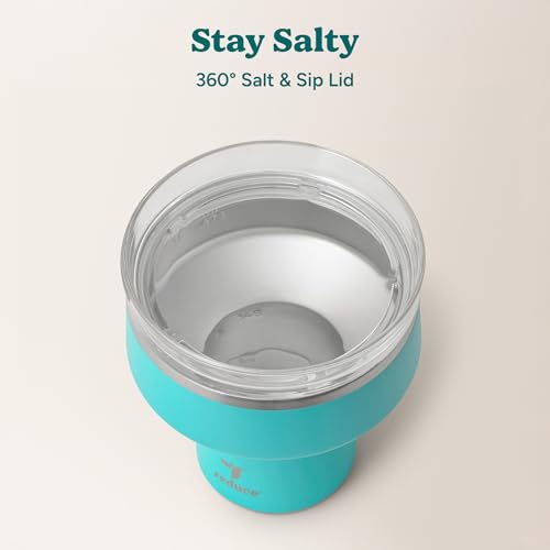 REDUCE Saltini 16 oz Cocktail Tumbler - Insulated Margarita Tumbler with Lid - Keeps Drinks Cold for 10 Hours - 360 Sippable Martini Glass Alternative - Shatterproof, Perfect for Parties-Ocean Breeze