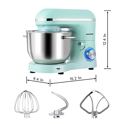 Aucma Stand Mixer,6.5-QT 660W 6-Speed Tilt-Head Food Mixer, Kitchen Electric Mixer with Dough Hook, Wire Whip & Beater (Blue, 6.5QT)