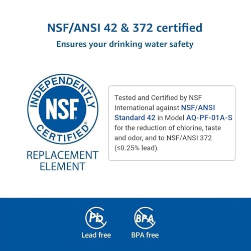 AQUA CREST PF-01A Water Filter Replacement for Waterdrop® Pitchers, Waterdrop® PF-01A Filter, Reduces Lead, PFAS, PFOA/PFOS, Chlorine, Last Up to 3 Months or 200 Gallons, 3 Pack