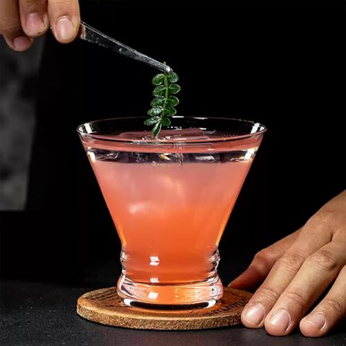 USEEKRI 18PCS Stemless Martini Glasses bulk Set, 8oz Crystal Clear Cosmopolitan Glasses for Margarita, Manhattan, Heavy Base Short Martini Glasses for Home Bar & Parties