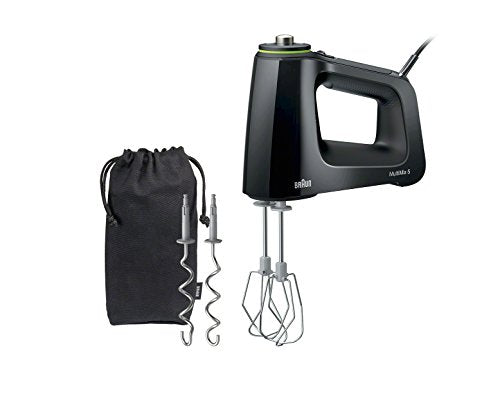 Braun MultiMix 5 Hand Mixer, 350W Electric Mixer with SmartMix Technology, 9-Speed + Turbo, MultiWhisk & Dough Hooks, Lightweight Soft-Grip Design, Black