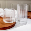 Lumkit Ribbed Drinking Glasses 8pcs, 12oz and 10oz Glassware, Tumbler Glasses Cup Set for Wedding, Party, Christmas Gift, Clear
