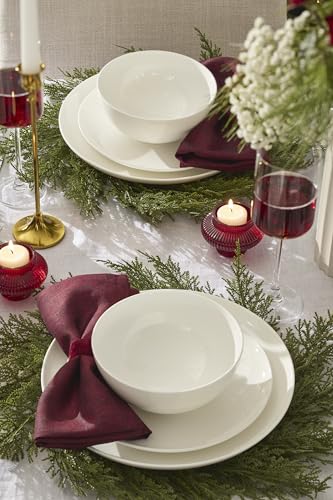 Lenox Dinnerware Sets, Studio 1414 Coupe 18-Piece Dinnerware Set, Service For 6, Bone China Material, Dishwasher Safe, Microwave Safe, Bowls, Plates And Bowls, Dinner Dishes, Plates (White, 18 Piece)