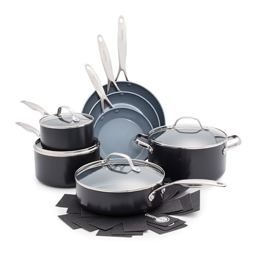 GreenPan Valencia Pro Ceramic Nonstick 11 Piece Cookware Set, Hard Anodized PFAS-Free Pots & Pans, Induction