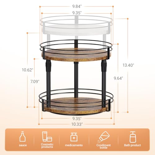 Across-Star Lazy-Susan-Organizer-Spice-Rack, Rotating Spice Organizer For Cabinet Pantry, Seasoning Holder Spice Shelf With Adjustable Height, Kitchen Counter Shelf Countertop Organizer
