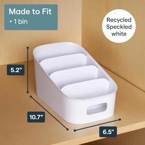 YouCopia ShelfBin Packet Organizer, 4-Tier Stairstep Raised Divided Bin, BPA-Free Storage Caddy for Kitchen Pantry and Cabinet Organization, Tea Bags, Medicine, and More