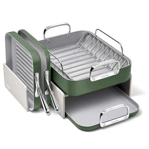 Caraway Square Cookware Set - Square Pans Set - Perfect for Griddling, Toasting, Searing, Roasting, and More - Non-Stick