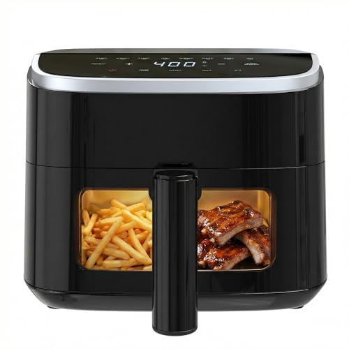 Sweetcrispy Air Fryer 4 Quart with Window, 1500W Digital Airfryer with 8 Presets, 60-Min Timer, Max