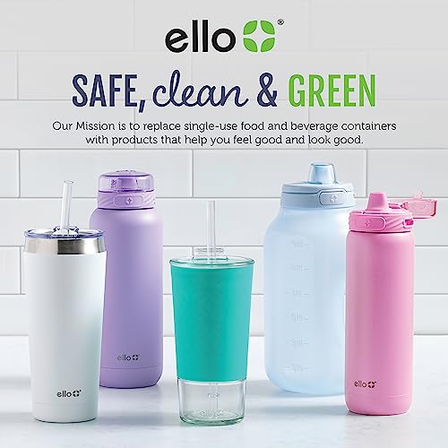 Ello Magnet 18oz Stainless Steel Travel Mug with Handle and Leak Proof Lid | Vacuum Insulated Coffee Cup Keeps Drinks Hot for 5 Hours | BPA Free Tumbler with Built In Coaster, Matte Black
