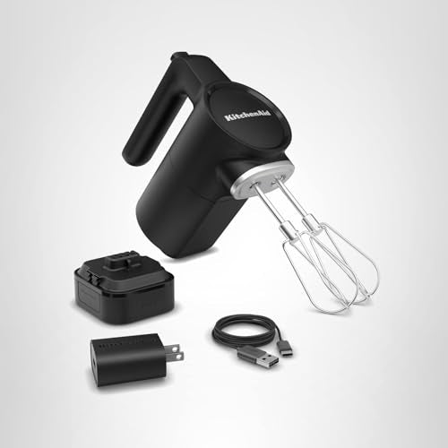 KitchenAid Go Cordless Hand Mixer, Metal - KHMR762, Black Matte