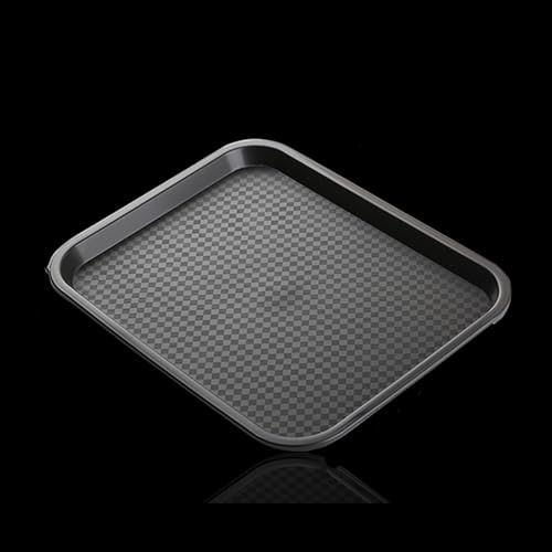 Zentriqlla 12 Pack Cafeteria Trays, 13 x 10 Inch Plastic Fast Food Serving Trays, Restaurant Black Stackable Serving Platter for Kitchen, Party, Dining