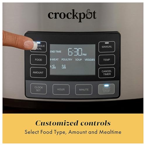 Crock-Pot MyTime Technology 6 Quart Programmable Slow Cooker and Food Warmer with Digital Timer, Stainless Steel (2137020)