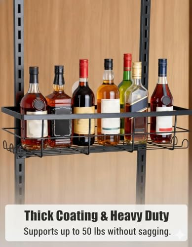 Pantry Door Organizer, 9-Tier Over The Door Pantry Organizer for Kitchen Pantry Storage, Adjustable Metal Hanging Spice Rack with 9 Baskets for Pantry Kitchen Bathroom Laundry Room Closet, Black