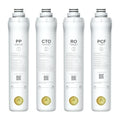 Bluevua Official RO100ROPOT 4-Pack Replacement Filter Set, Pack of 1 PP Filter and 1 CTO Filter and 1 RO Filter and 1 PCF Filter