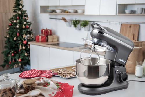 CUSIMAX Stand Mixer, Dough Mixer with Digital Switch Control Timer 15mins & 8-Speed, 5-Quart 650W kitchen Electric Mixer, Tilt-Head with handle, Dough Hook, Wire Whip & Beater, Grey