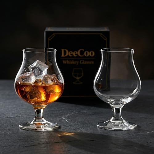 DeeCoo 2 Pack Crystal Whiskey, Bourbon, Scotch Glasses, Wine Tasting Glasses 7 oz, Shot Glasses Set, Old Fashioned Brandy Snifter Glass for Liquor Tequila Gin Cognac Vodka Cocktai, Gift for Men Father