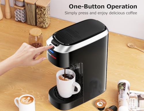 Bonsenkitchen Single Serve Coffee Maker K Cup Pod with 6-14oz Brew Size- 3 Min Fast Brewing Machine with Strength Control, BPA-free Materials, Fits 6.6" Travel Mugs, Silver, Upgrade