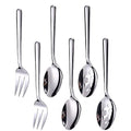 Enwinner Serving Spoons*2 Slot Spoons* 2 Forks *2 Buffet Colander Stainless Steel Banquet Set, Set of 6. Lenght 9" (6-spoon forks set)