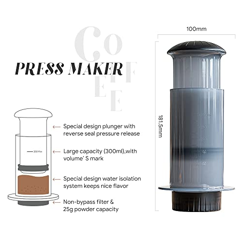 RECAFIMIL Coffee Press Maker -New Desgin Bigger Capacity Quickly Makes Delicious Coffee Without Bitterness - 1 to 3 Cups Per Pressing (Coffee Maker)