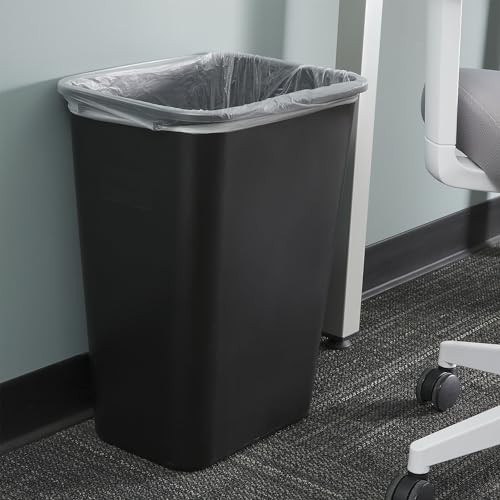 COASTWIDE Professional Indoor Trash Can Without Lid, Black Soft Molded Plastic, 10.25 Gallon