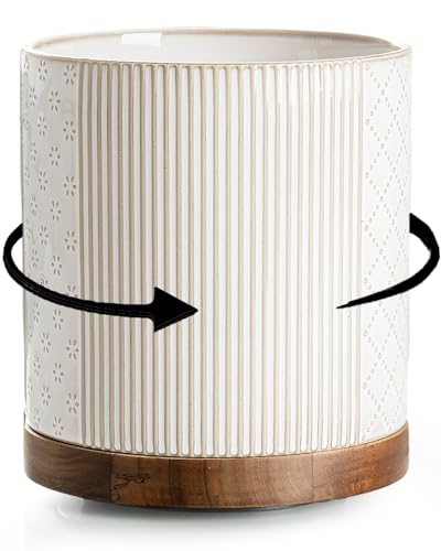 getstar Extra Large Rotating Utensil Holder for Kitchen Counter, 7.2" Ceramic Utensils Crocks Set for Countertop Large & Small Utensil Organizer for Spatula Farmhouse Kitchen Decor