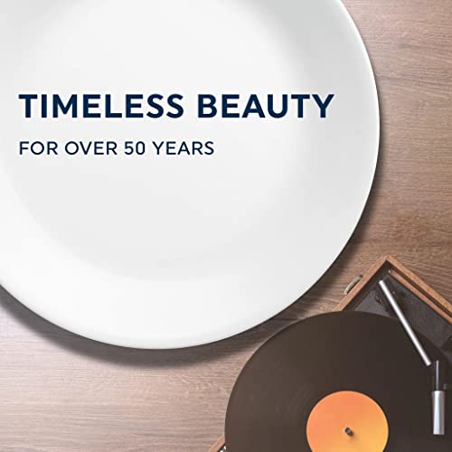 Corelle Vitrelle 8-Piece Dinner Plates Set Triple Layer Glass and Chip Resistant, Lightweight Round Plates, Winter Frost White