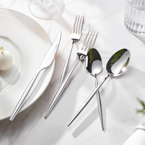 KINGSTONE Silverware Set, 20-Piece Flatware Set Cutlery Set Premium 18/10 Stainless Steel, Tableware Include Forks Knives Spoons for Home Kitchen Restaurant Wedding, Dishwasher Safe