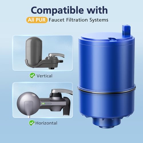 6 Pack Water Filter Replacement Compatible with All PUR®, PUR®PLUS Faucet Filtrat-ion Systems, RF-9999® Faucet Water Filter, High Efficiency Filtration and 18-Month Value, NSF Certified, Blue