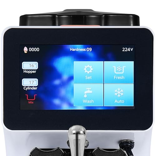 VEVOR Commercial Ice Cream Machine, 1000W Single Flavor Soft Serve Ice Cream Maker, 10.6 QT/H Yield, 4L Hopper & 1.6L Cylinder, Touch Screen, Auto Clean & Pre-Cooling, Countertop Restaurant Snack Bar