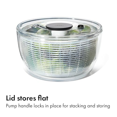 OXO Good Grips Salad Spinner | Lettuce Spinner | Fruit Washer | Fruit Washing Bowl with Strainer | Vegetable Cleaner | Salad Cleaner | Lettuce Washer | 6.22 Quart Capacity