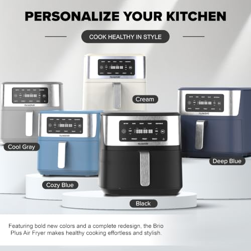 Nuwave Brio Plus 6-in-1 Air Fryer, 7-Qt Large Capacity, 50°F–400°F Precise Temp Control, Non-Toxic PFAS-Free Nonstick, Air Fry, Bake, Roast, Toast, Dehydrate, Reheat, 100 Presets, Dishwasher Safe