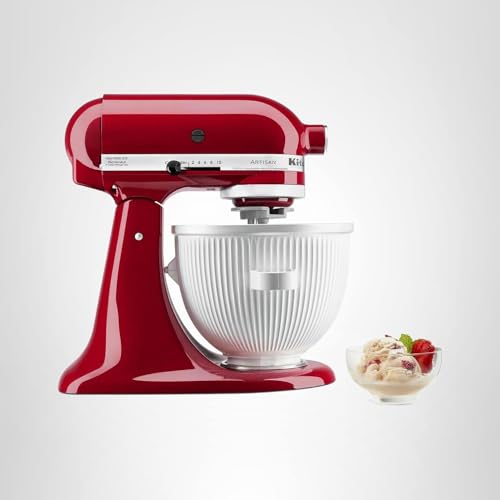 KitchenAid Ice Cream Maker Attachment for Stand Mixer, 2 Quart, KSMICM, White