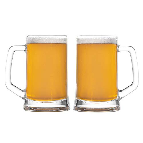 Amlong Crystal Lead-Free Beer Mug - 12 oz (Right For 1 Bottle), Set of 2