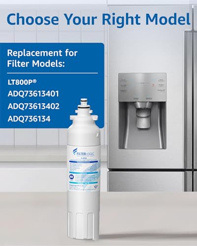 Filterlogic ADQ73613401 Refrigerator Water Filter, Replacement for LG® LT800P®, LT800PC, ADQ736134, ADQ73613402, LSXS26326S, LSXS26366S, LMXS30776S, LSXS26366D, LMXC23746S, 46-9490, 469490, Pack of 3