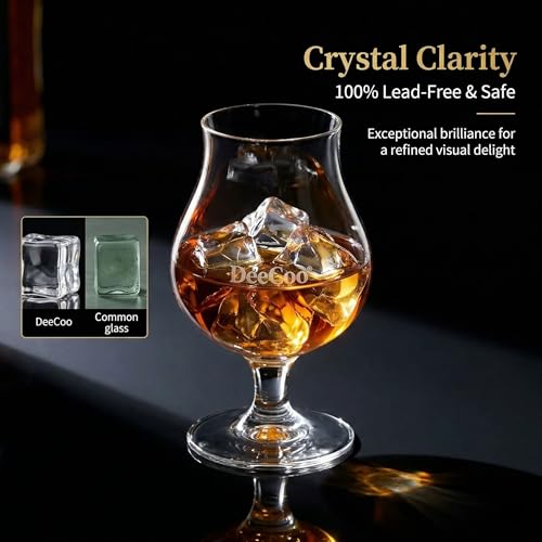 DeeCoo 2 Pack Crystal Whiskey, Bourbon, Scotch Glasses, Wine Tasting Glasses 7 oz, Shot Glasses Set, Old Fashioned Brandy Snifter Glass for Liquor Tequila Gin Cognac Vodka Cocktai, Gift for Men Father