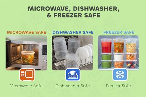 JoyServe 48 Sets Deli Containers with Lids – 16oz & 32oz – Leak Proof, Microwaveable, Dishwasher & Freezer Safe – Plastic Food Storage & Soup Containers
