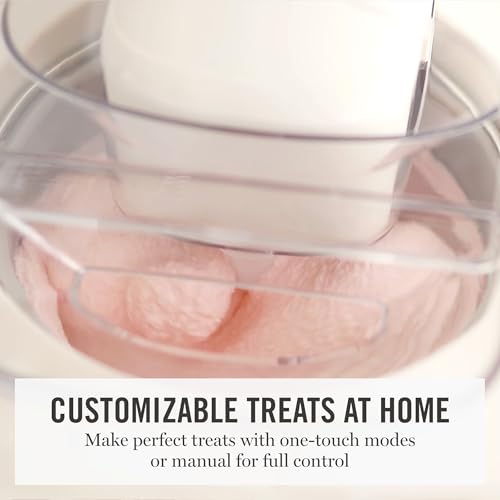 Martha Stewart 1 Quart Ice Cream Maker, Built-In Compressor, No Pre-Freezing Required, 3 Modes (Ice Cream, Sorbet, Frozen Yogurt), Automatic Mix-In Alert, Dishwasher-Safe Parts, Linen Cream