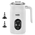 NELO Electric Milk Frother, 4 In 1 Digital Milk Frother and Steamer with Real-Time Temperature Control, Automatic Frother for Coffee, Latte, Hot Chocolate, Cappuccino, BPA Free Stainless Steel (White)