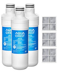 AQUA CREST LT1000PC ADQ747935 Replacement for LG® LT1000P®/PC/PCS ThinQ® Refrigerator Water Filter, LMXS28626S, LFXS26973S, MDJ64844601, ADQ74793501, ADQ74793502 and LT120F® Air Filter, 3 Combo