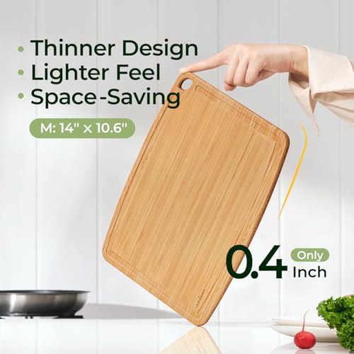 Keechee Dishwasher Safe Bamboo Cutting Board, Lightweight & Durable Wood Cutting Board, Reversible with Juice Groove, Easy to Store & Clean, Ideal Kitchen Gift for Home Cooks
