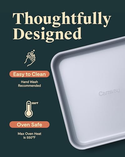 Caraway Non-Stick Ceramic 9” Square Pan - Naturally Slick Ceramic Coating - Non-Toxic, PTFE & PFOA Free - Perfect for Brownies, Lemon Bars, Cakes, & More - Gray