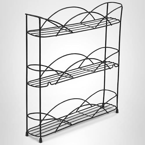 Spectrum 3 Tier Spice Rack Organizer Black Countertop Wire Shelf Spice Rack for Modern Kitchen Pantry Cabinet, Organize Spices with Three Tier Spice Shelf for Kitchen Storage with Wall Mount Option