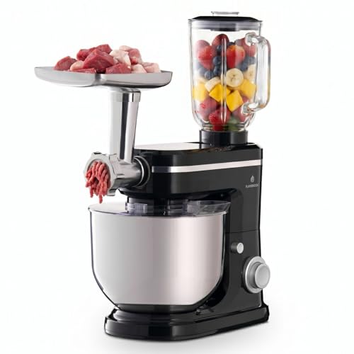 Flamebrook ProMix 1000 Stand Mixer, 700W Tilt-Head Kitchen Mixer with 6.3-Qt Stainless Steel Bowl, 6-Speed Control, Dough Hook, Flat Beater & Whisk, Planetary Mixing Action, Black